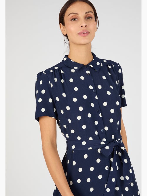 Robe-chemise viscose fluide imprimé pois - Damart - Kiabi