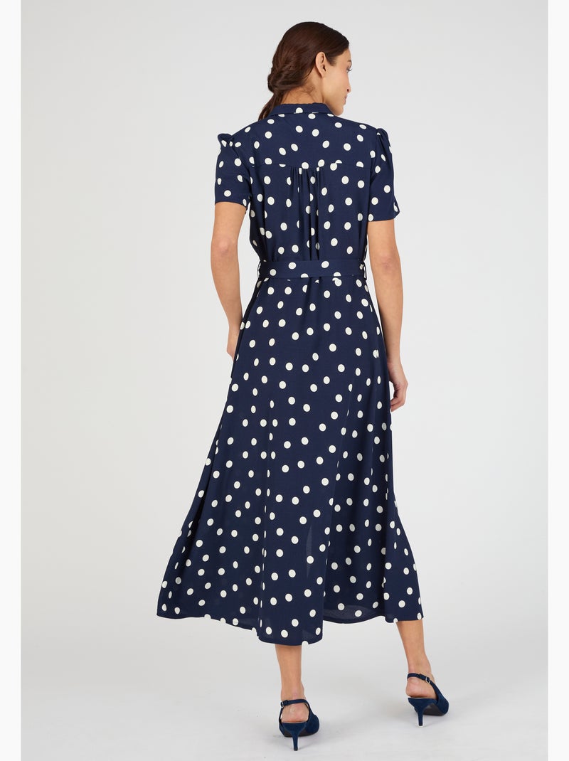 Robe-chemise viscose fluide imprimé pois - Damart Bleu - Kiabi