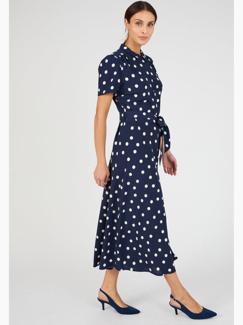 Robe-chemise viscose fluide imprimé pois - Damart - Kiabi