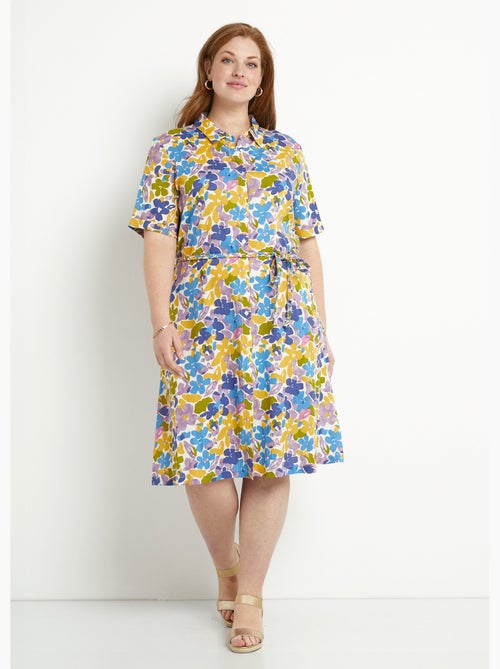 Robe-chemiser droite courte motif fleuri - Afibel - Kiabi