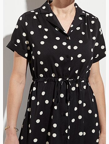 Robe chemisier à pois longue à ceinturer - AFIBEL