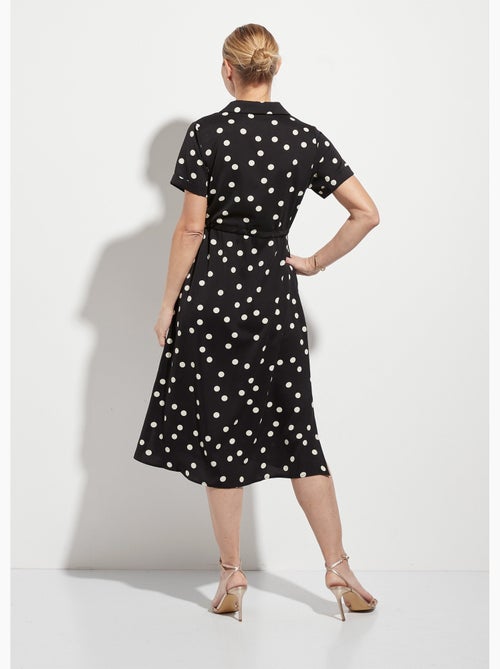 Robe chemisier à pois longue à ceinturer - AFIBEL - Kiabi