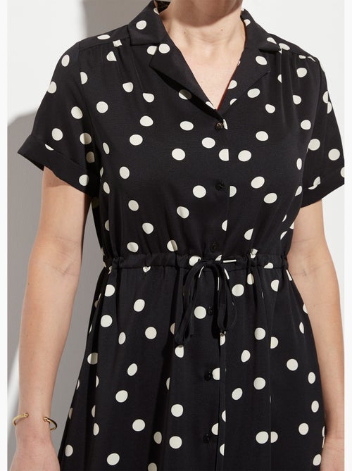 Robe chemisier à pois longue à ceinturer - AFIBEL - Kiabi