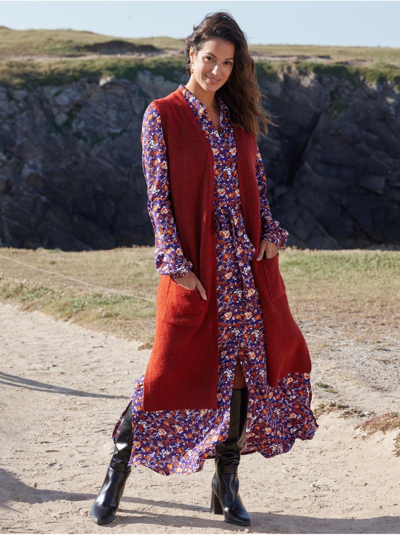 Robe chemisier boutonnée - DAXON Orange/Violet - Kiabi