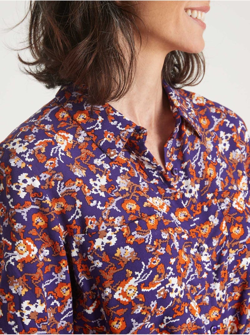 Robe chemisier boutonnée - DAXON Orange/Violet - Kiabi