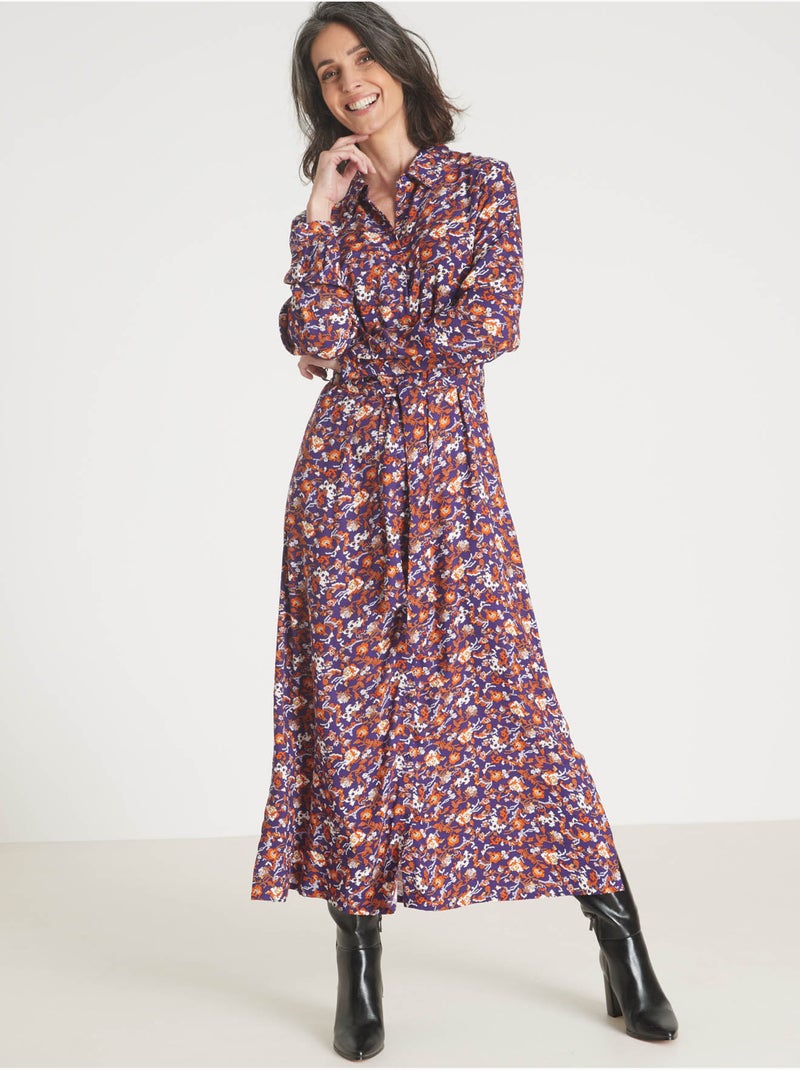 Robe chemisier boutonnée - DAXON Orange/Violet - Kiabi