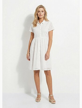Robe-chemisier courte en broderie anglaise - Afibel