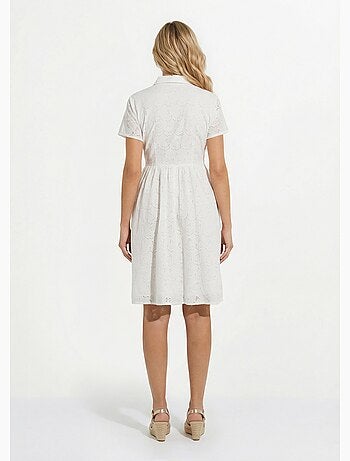 Robe-chemisier courte en broderie anglaise - Afibel