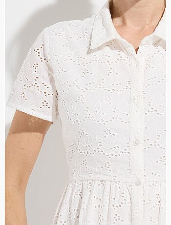 Robe-chemisier courte en broderie anglaise - Afibel