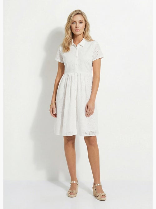 Robe-chemisier courte en broderie anglaise - Afibel - Kiabi