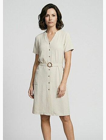 Robe chemisier en crêpe, style ethnique - afibel