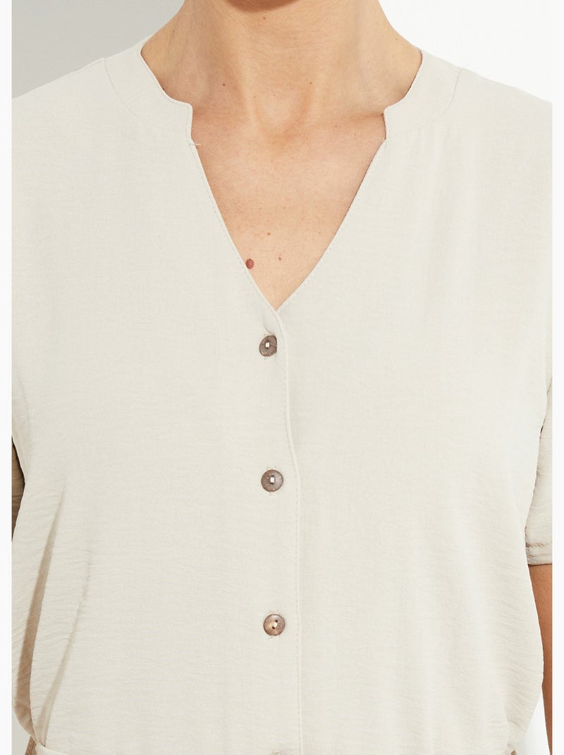 Robe chemisier en crêpe, style ethnique - afibel Beige - Kiabi