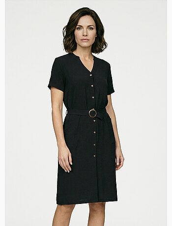 Robe chemisier en crêpe, style ethnique - Afibel