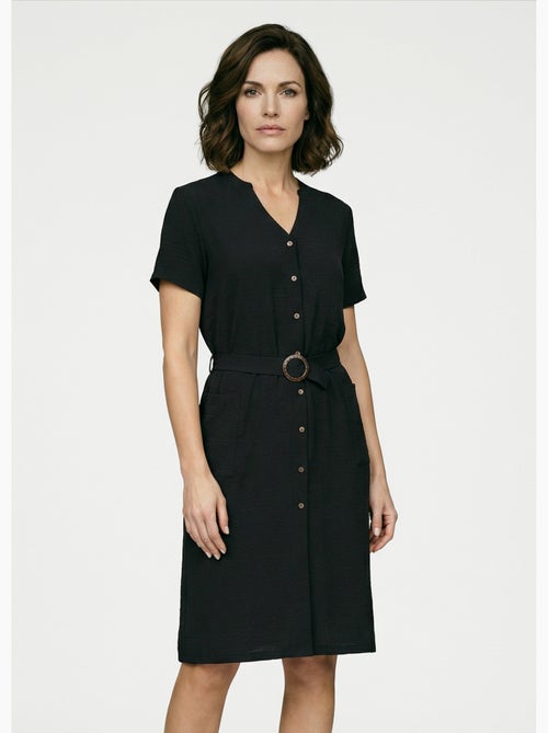 Robe chemisier en crêpe, style ethnique - Afibel - Kiabi Robe chemisier en crêpe, style ethnique - Afibel - Kiabi