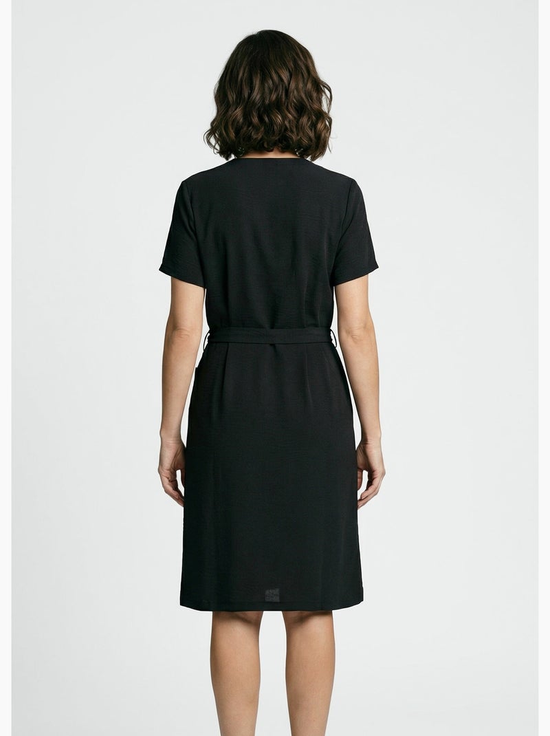 Robe chemisier en crêpe, style ethnique - Afibel Noir - Kiabi
