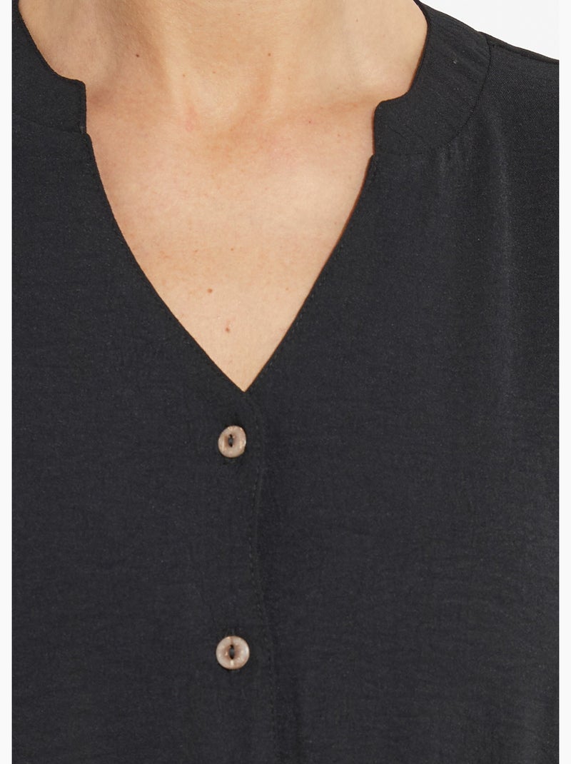 Robe chemisier en crêpe, style ethnique - Afibel Noir - Kiabi