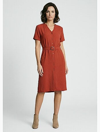 Robe chemisier en crêpe, style ethnique - Afibel