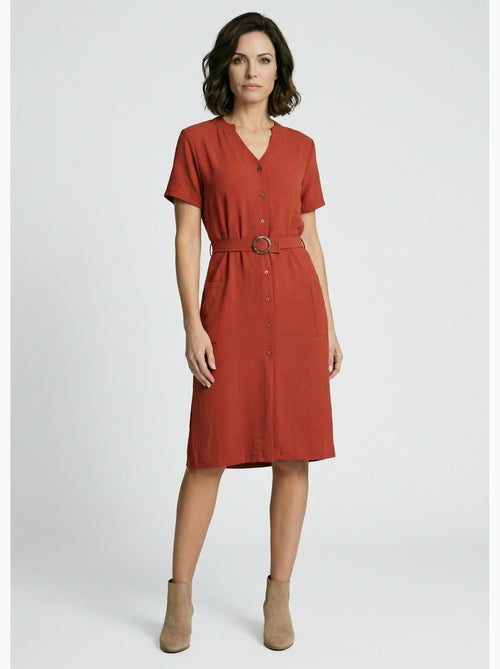 Robe chemisier en crêpe, style ethnique - Afibel - Kiabi Robe chemisier en crêpe, style ethnique - Afibel - Kiabi