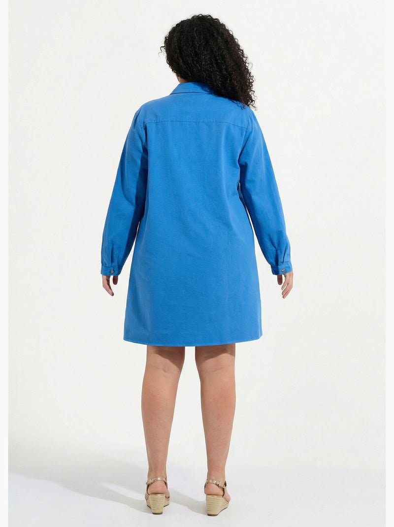 Robe chemisier en twill, manches longues - afibel Bleu électrique - Kiabi