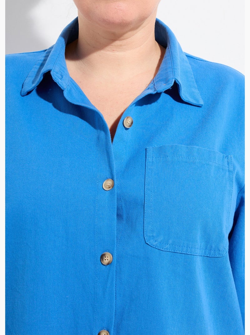 Robe chemisier en twill, manches longues - afibel Bleu électrique - Kiabi
