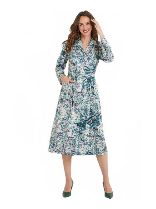 Robe-chemisier imprimée col tailleur mi-longue - Kiabi