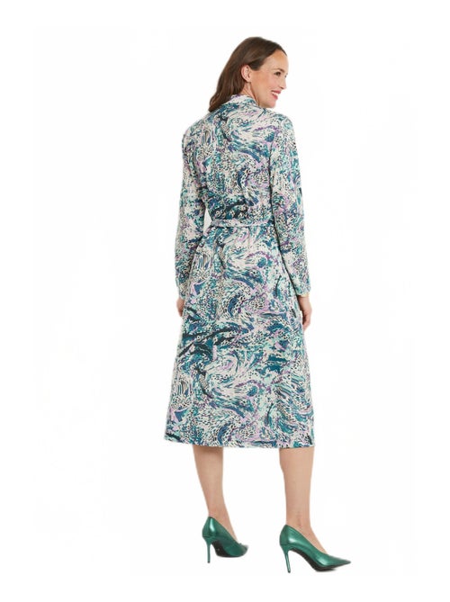 Robe-chemisier imprimée col tailleur mi-longue - Kiabi