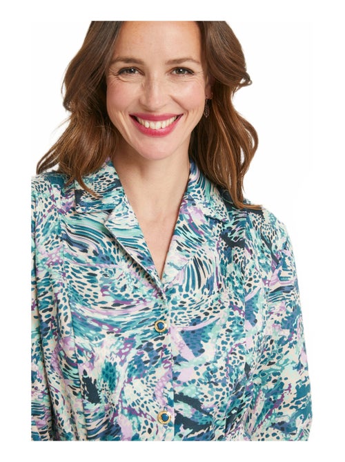 Robe-chemisier imprimée col tailleur mi-longue - Kiabi