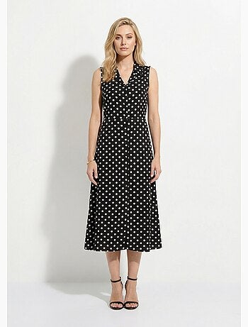 Robe-chemisier longue à pois sans manches - afibel