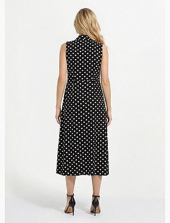 Robe-chemisier longue à pois sans manches - afibel