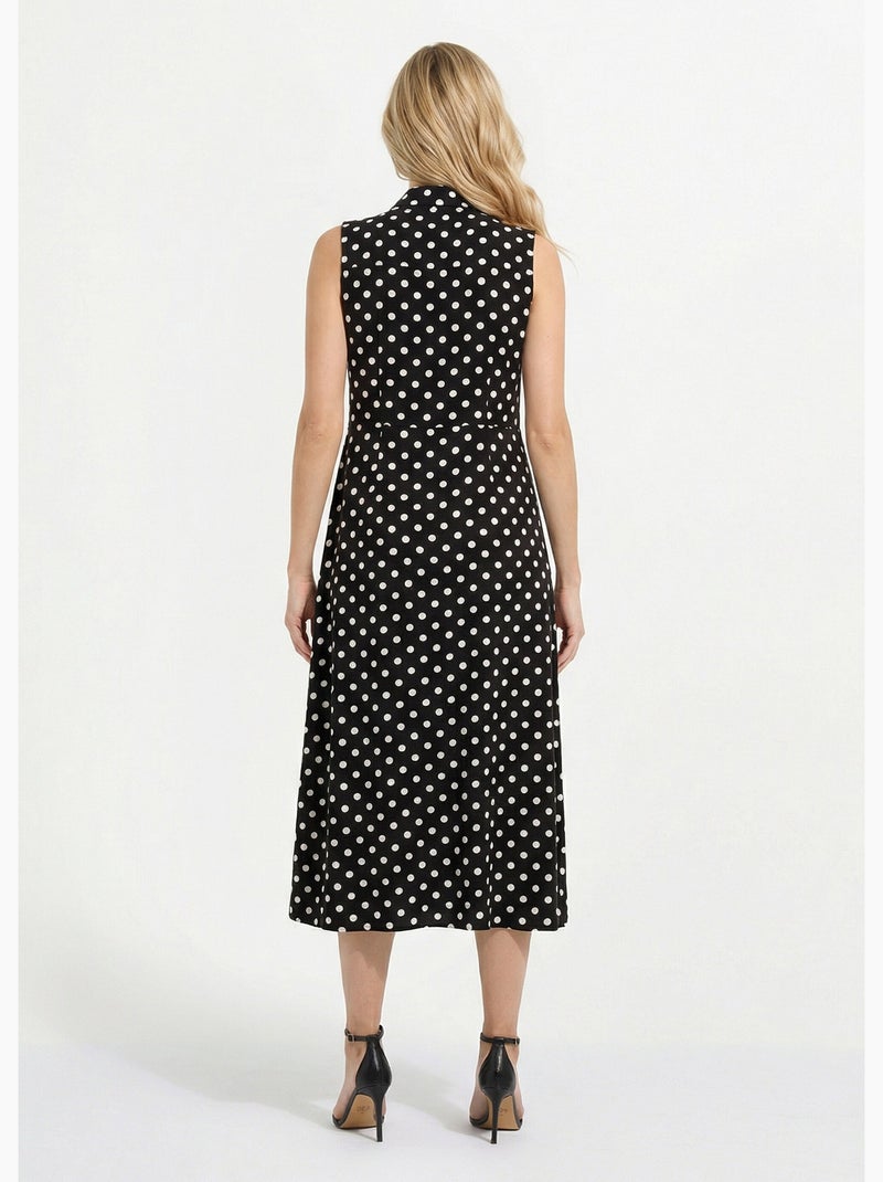 Robe-chemisier longue à pois sans manches - afibel Noir Blanc - Kiabi