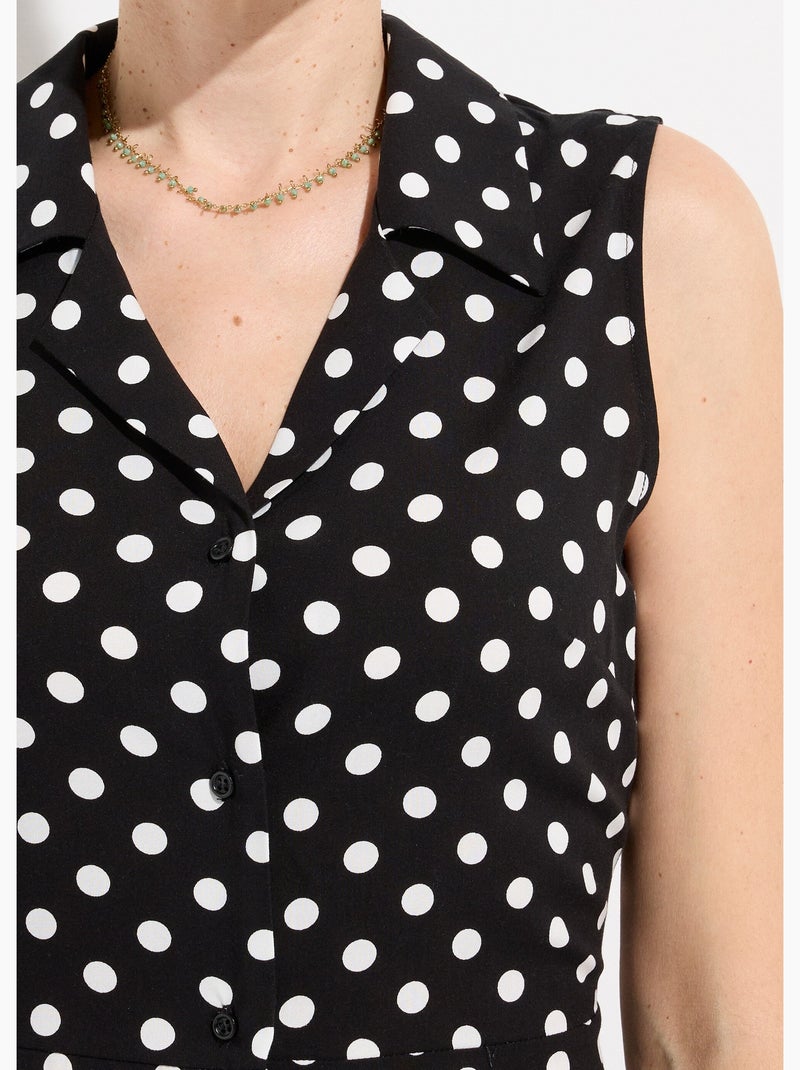Robe-chemisier longue à pois sans manches - afibel Noir Blanc - Kiabi