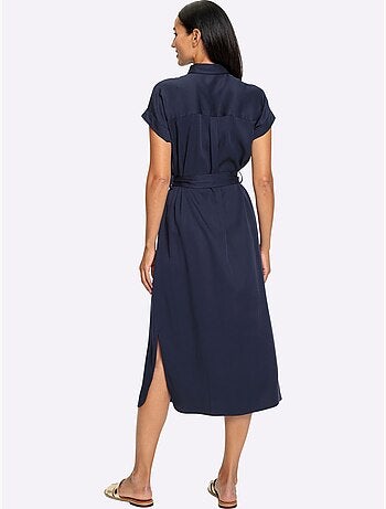 Robe chemisier lyocell col chemise à manches courtes et poches - taille standard - helline