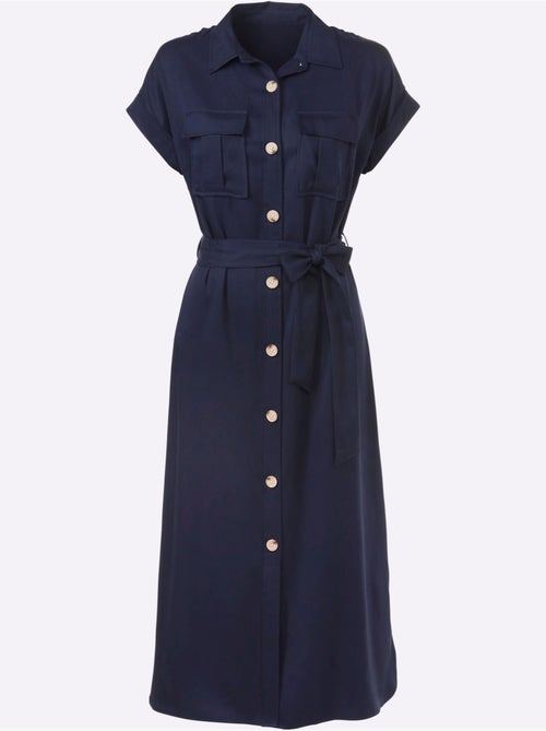 Robe chemisier lyocell col chemise à manches courtes et poches - taille standard - helline - Kiabi Robe chemisier lyocell col chemise à manches courtes et poches - taille standard - helline - Kiabi