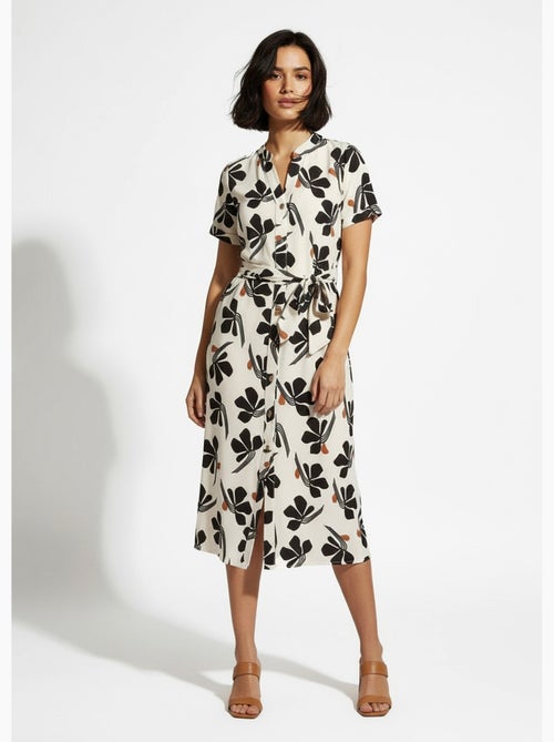Robe-chemisier mi-longue ceinturée imprimée - afibel - Kiabi Robe-chemisier mi-longue ceinturée imprimée - afibel - Kiabi