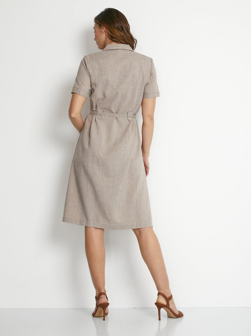 Robe-chemisier mi-longue coupe droite - Afibel Beige - Kiabi
