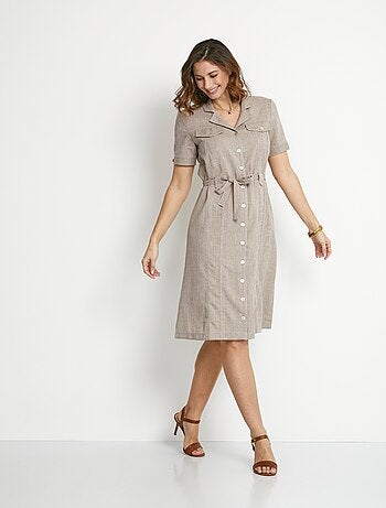 Robe-chemisier mi-longue coupe droite
