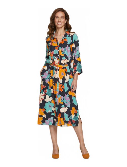 Robe-chemisier mi-longue imprimé floral - Kiabi