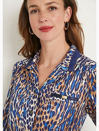 Robe-chemisier mi longue imprimé léopard - Afibel
