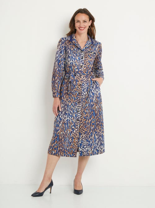 Robe-chemisier mi longue imprimé léopard - Afibel - Kiabi