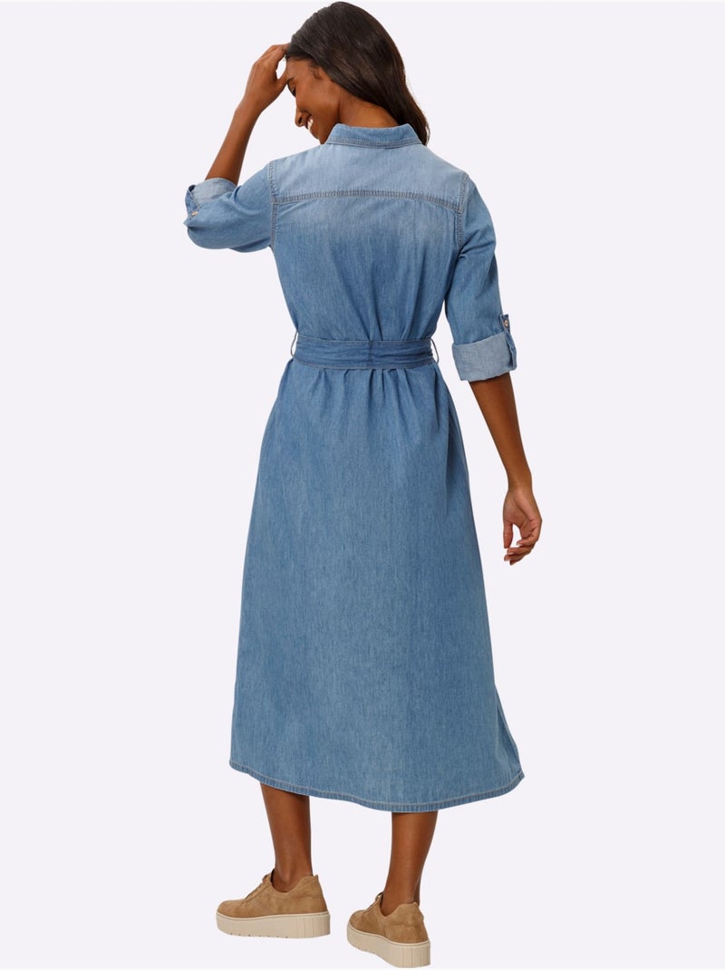 Robe-chemisier Pur Coton - Taille Standard - Helline Bleu - Kiabi