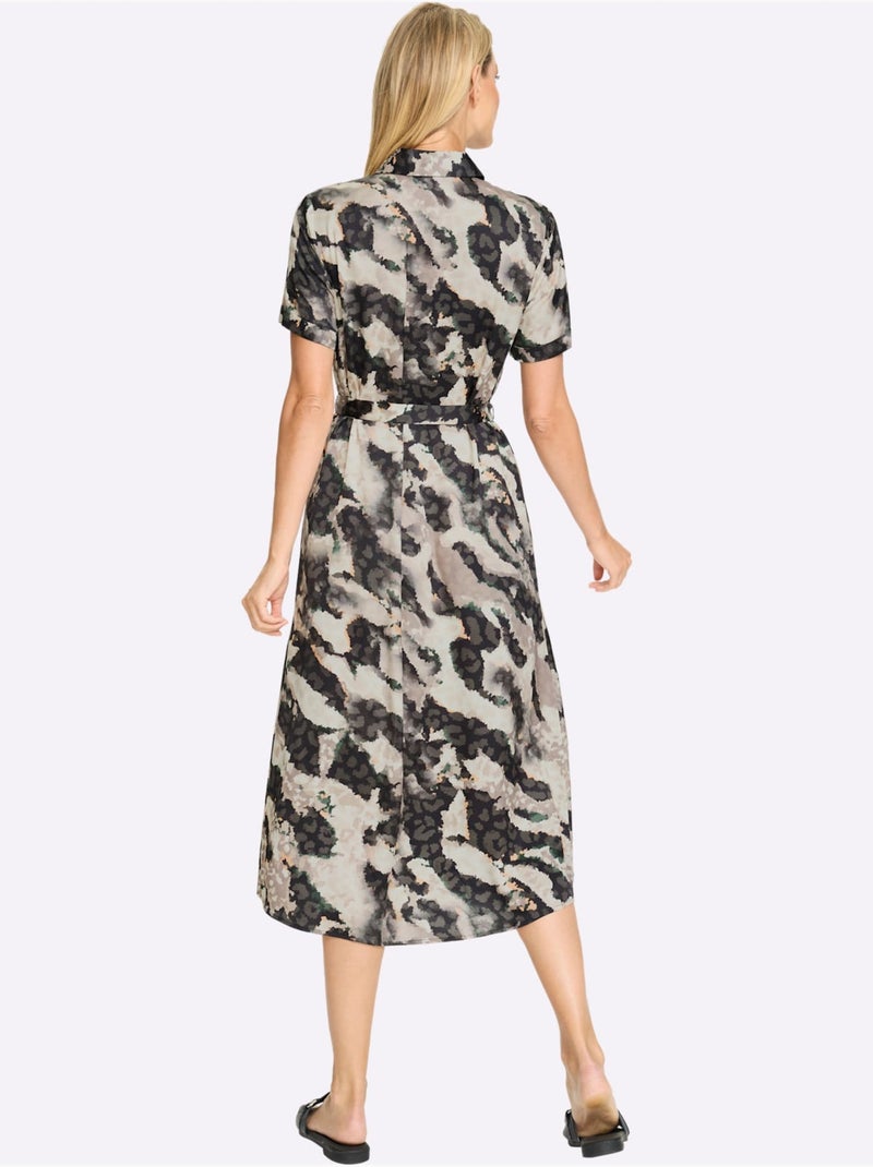 Robe-chemisier Pure Viscose - Taille Standard - Helline Noir Blanc - Kiabi