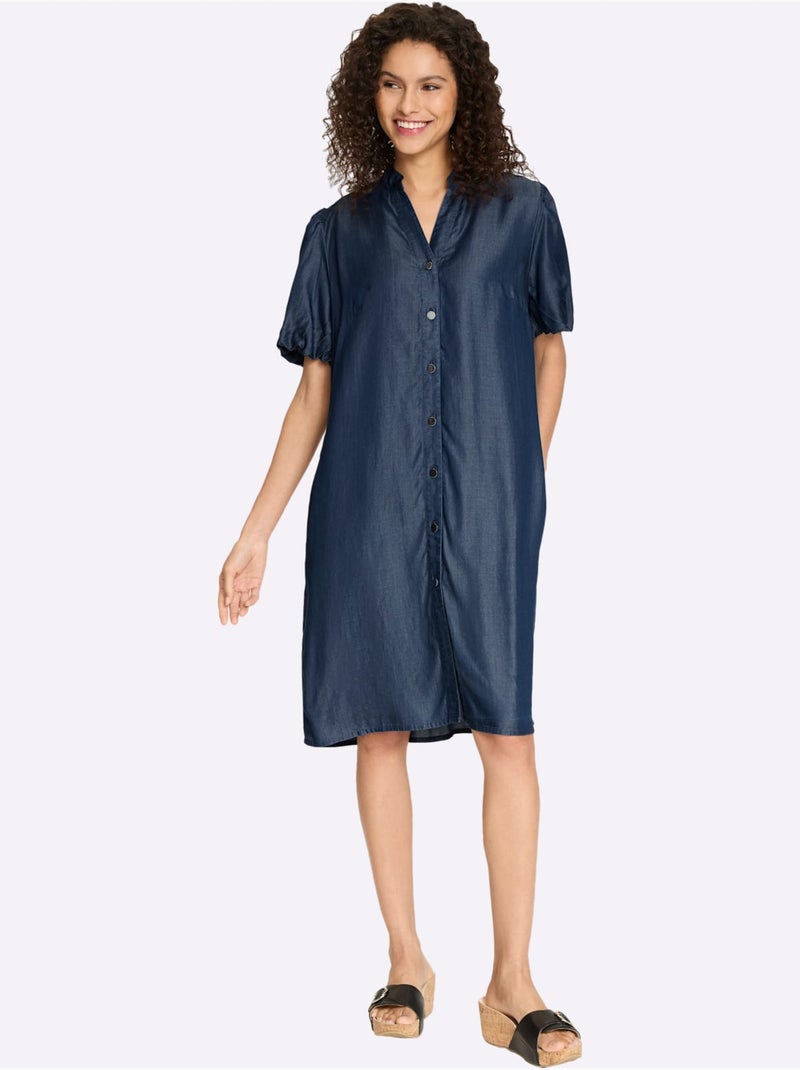 Robe Chemisier Qualité Tissée - Taille Standard - helline Bleu foncé - Kiabi