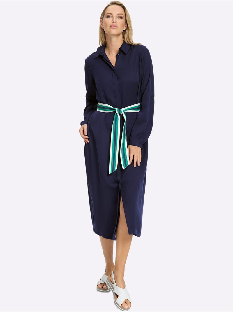 Robe-chemisier Qualité Tissée - Taille Standard - Helline Bleu marine - Kiabi