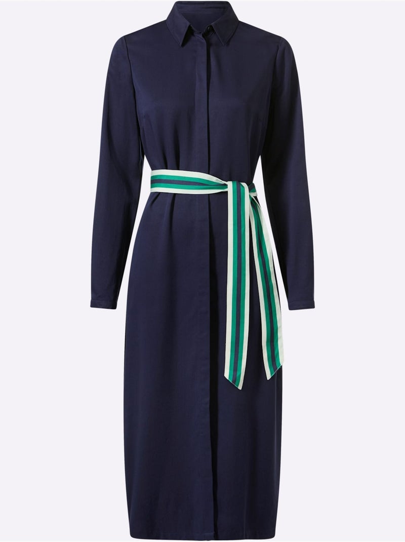 Robe-chemisier Qualité Tissée - Taille Standard - Helline Bleu marine - Kiabi