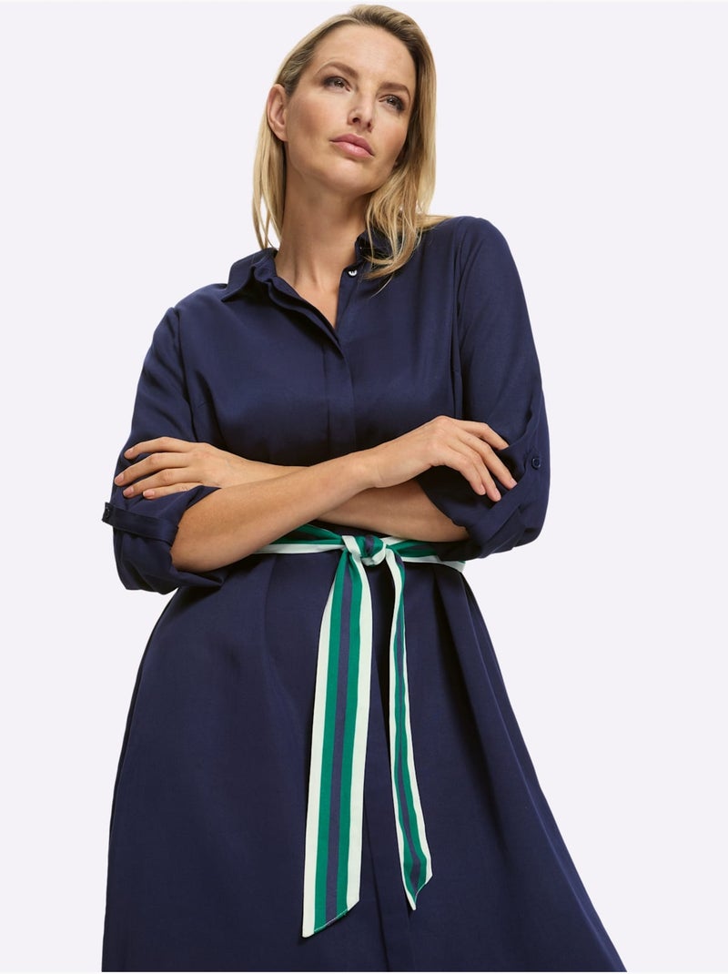 Robe-chemisier Qualité Tissée - Taille Standard - Helline Bleu marine - Kiabi