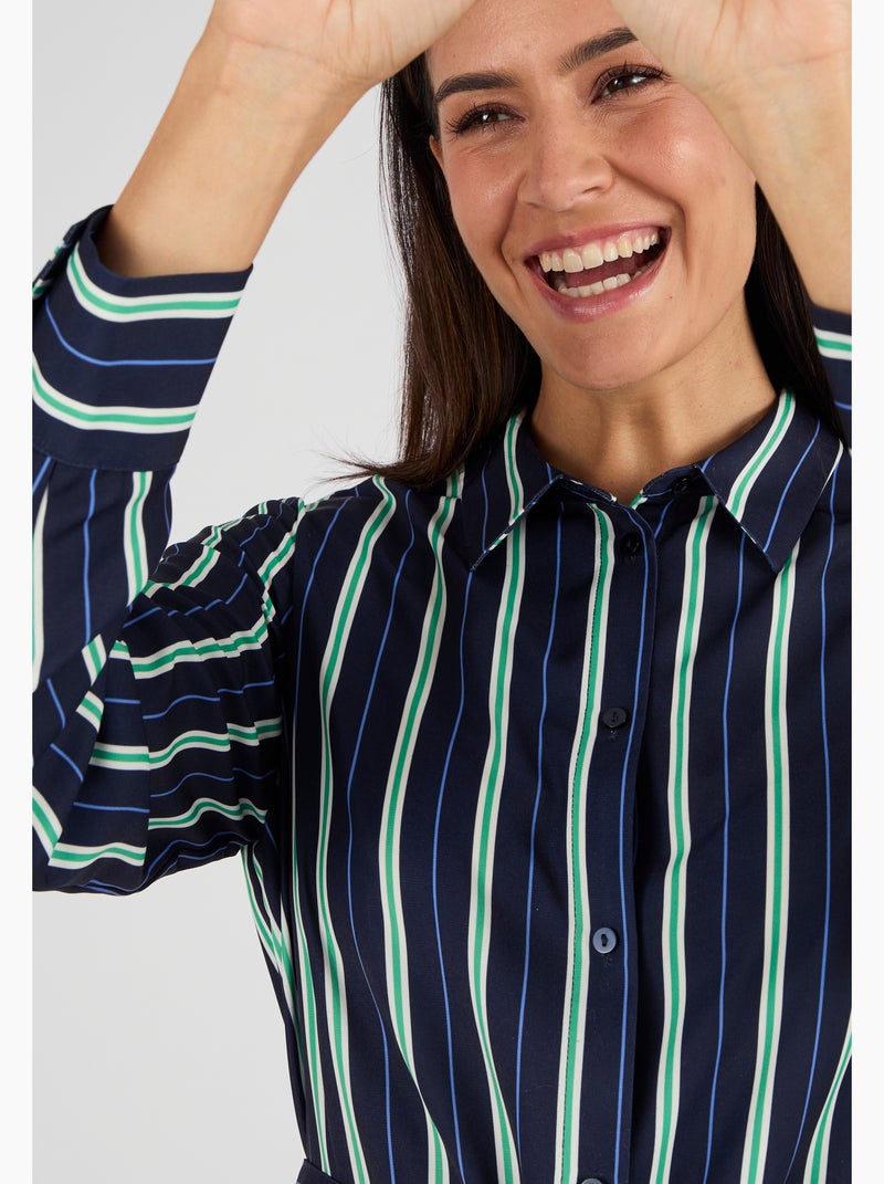 Robe-chemisier rayée - Damart Bleu - Kiabi