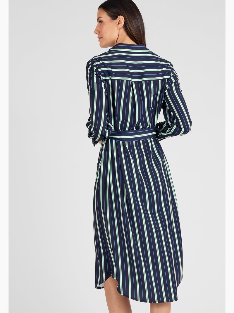 Robe-chemisier rayée - Damart Bleu - Kiabi