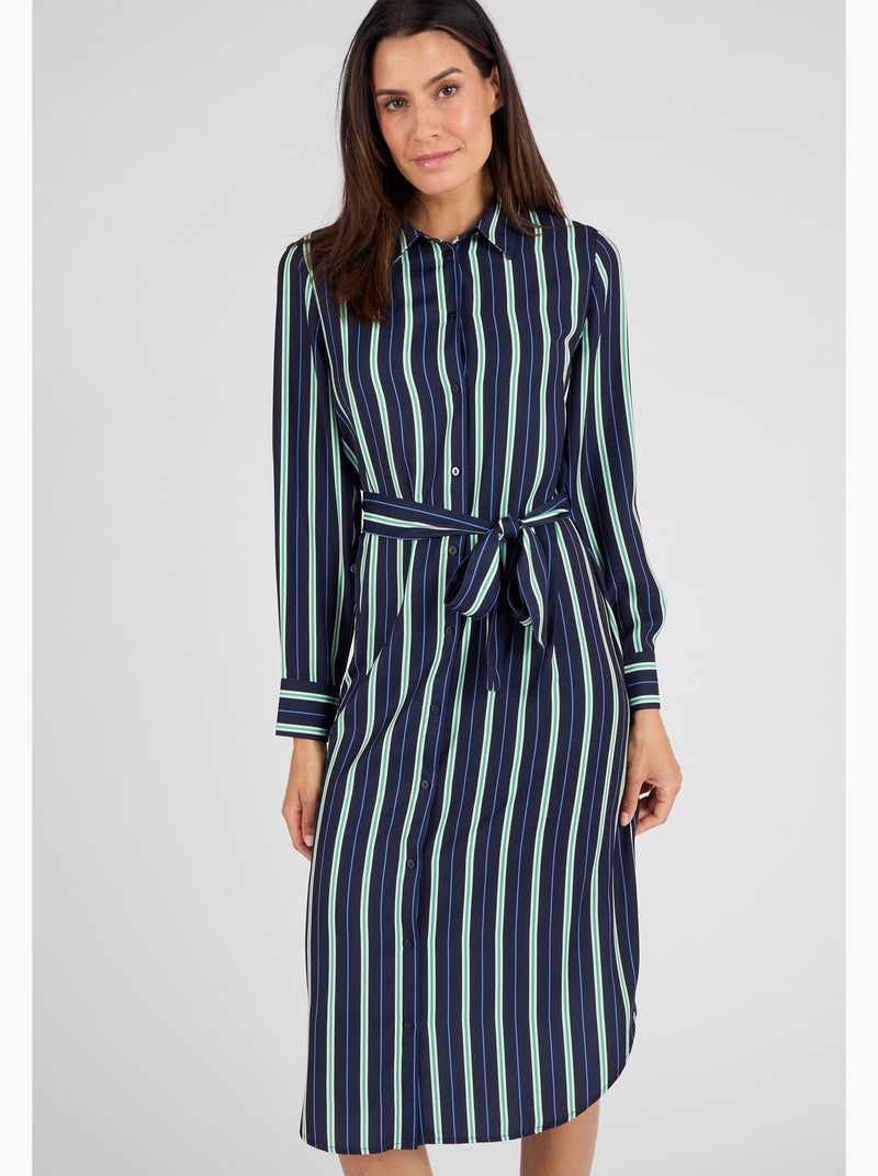 Robe-chemisier rayée - Damart Bleu - Kiabi