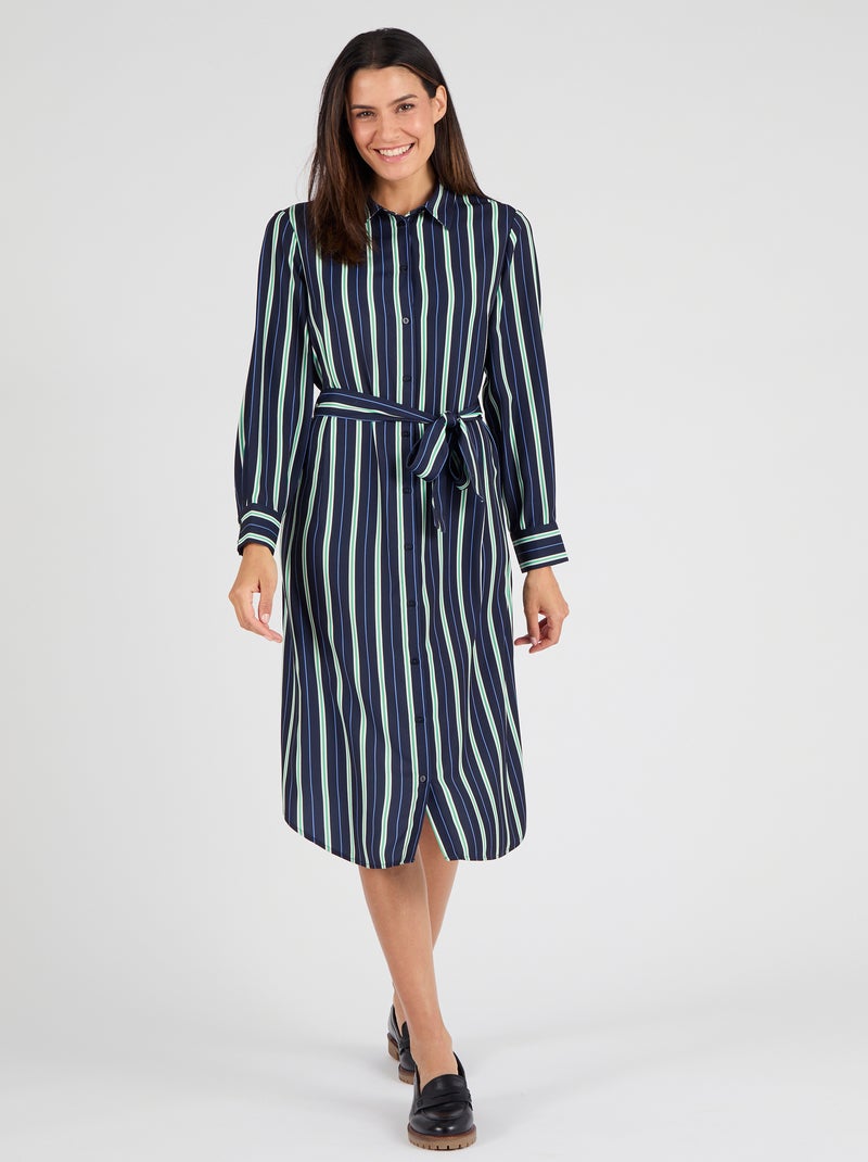 Robe-chemisier rayée - Damart Bleu marine - Kiabi