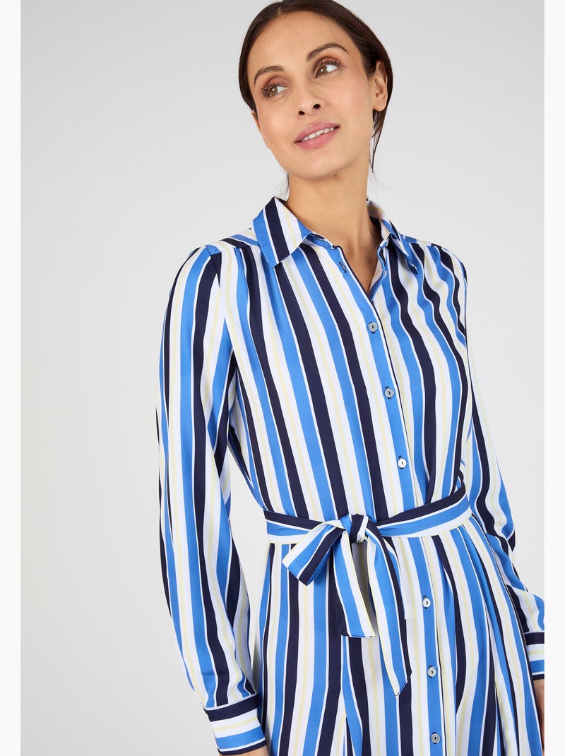 Robe-chemisier rayée - Damart Bleu - Kiabi